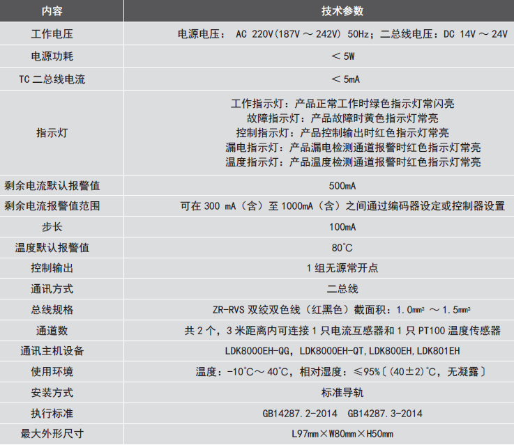 LDT9007EH組合式<a href=http://m.jxjtjc.com/dianqihuozai/ target=_blank class=infotextkey>電氣火災監控</a>探測器參數