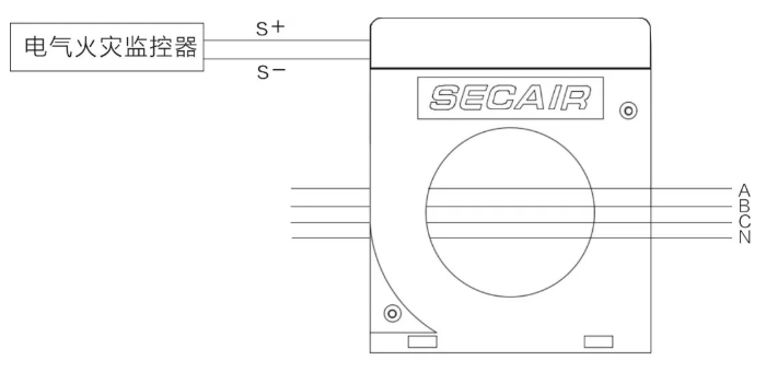 J-SCM41(160)剩余電流式<a href=http://m.jxjtjc.com/dianqihuozai/ target=_blank class=infotextkey>電氣火災(zāi)監(jiān)控</a>探測器接線圖